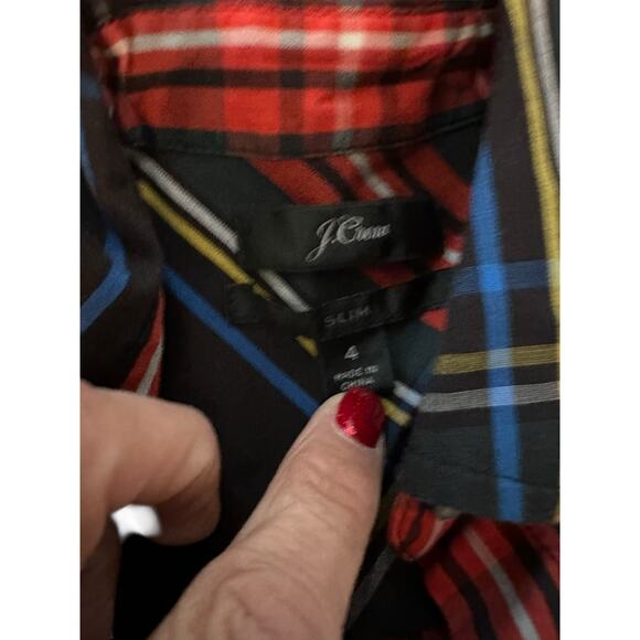 J.Crew tartan Women's Red & Black Plaid Print Slim Button Down Shirt Size 4 - Picture 5 of 6